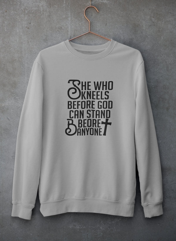 "She Who Kneels" Faith Graphic Sweatshirt