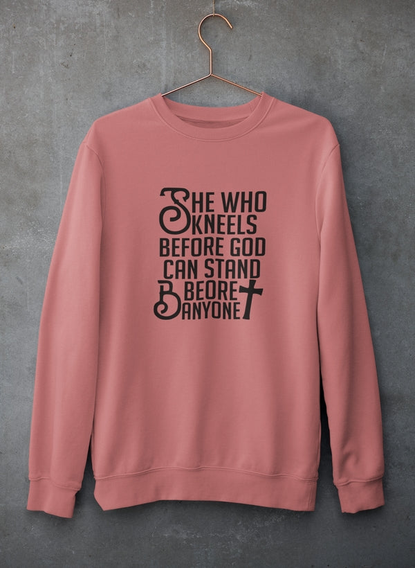 "She Who Kneels" Faith Graphic Sweatshirt