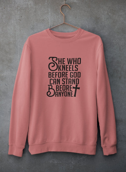 "She Who Kneels" Faith Graphic Sweatshirt